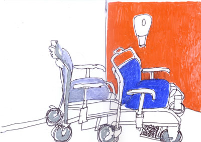 Wheelchairs in the corridor