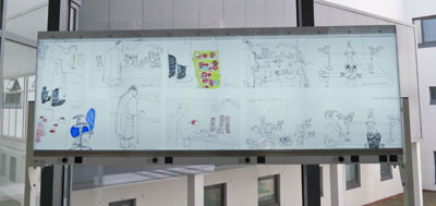 Lab drawings on X-ray light box