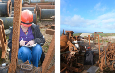 Sally drawing at Geevor Tin Mine