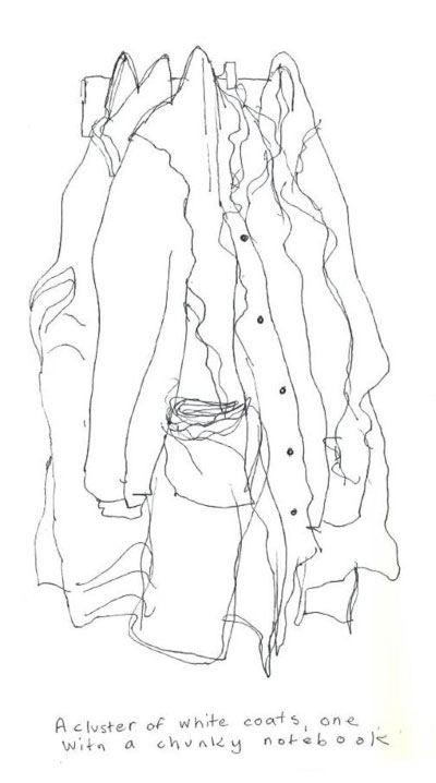 A cluster of white coats