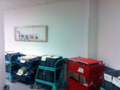 Trolleys and drawings in situ