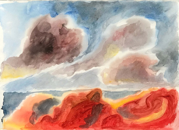Fast sky with orange and red