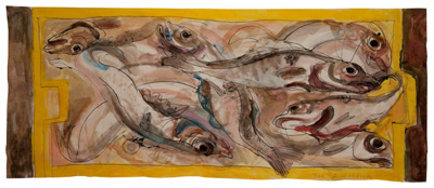 Box of haddock - pen and watercolour