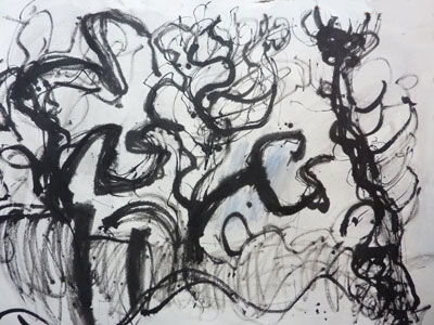 The Lane to the Park Winter. Indian ink and watercolour on paper 2012
