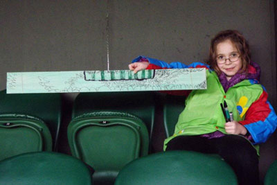Merton Abbey pupil showcasing her panorama.