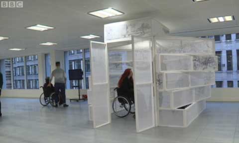 Sally'd installation in situ at the bbc