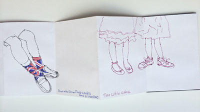 Union jack socks and two little sisters