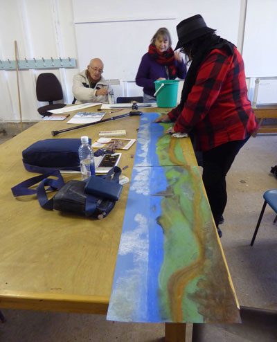 Workshop participants working on site at Geevor