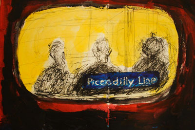 Passengers on another train Piccadilly Line photo by Alex Marshall