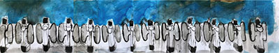 Closed barriers Ink and acrylic on paper