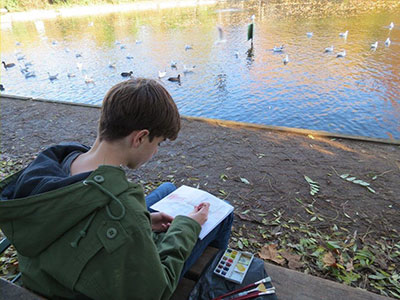 Pre Covid George painting  at the lake 2018