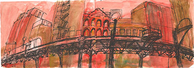 Railway and Red Buildings