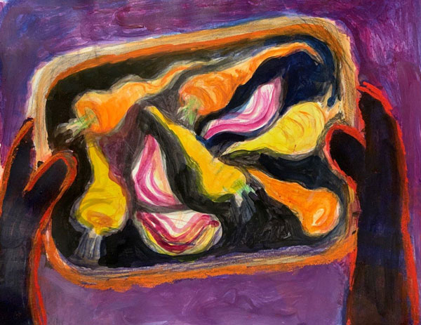 Taking Out The Roasted Veg by Sally Booth